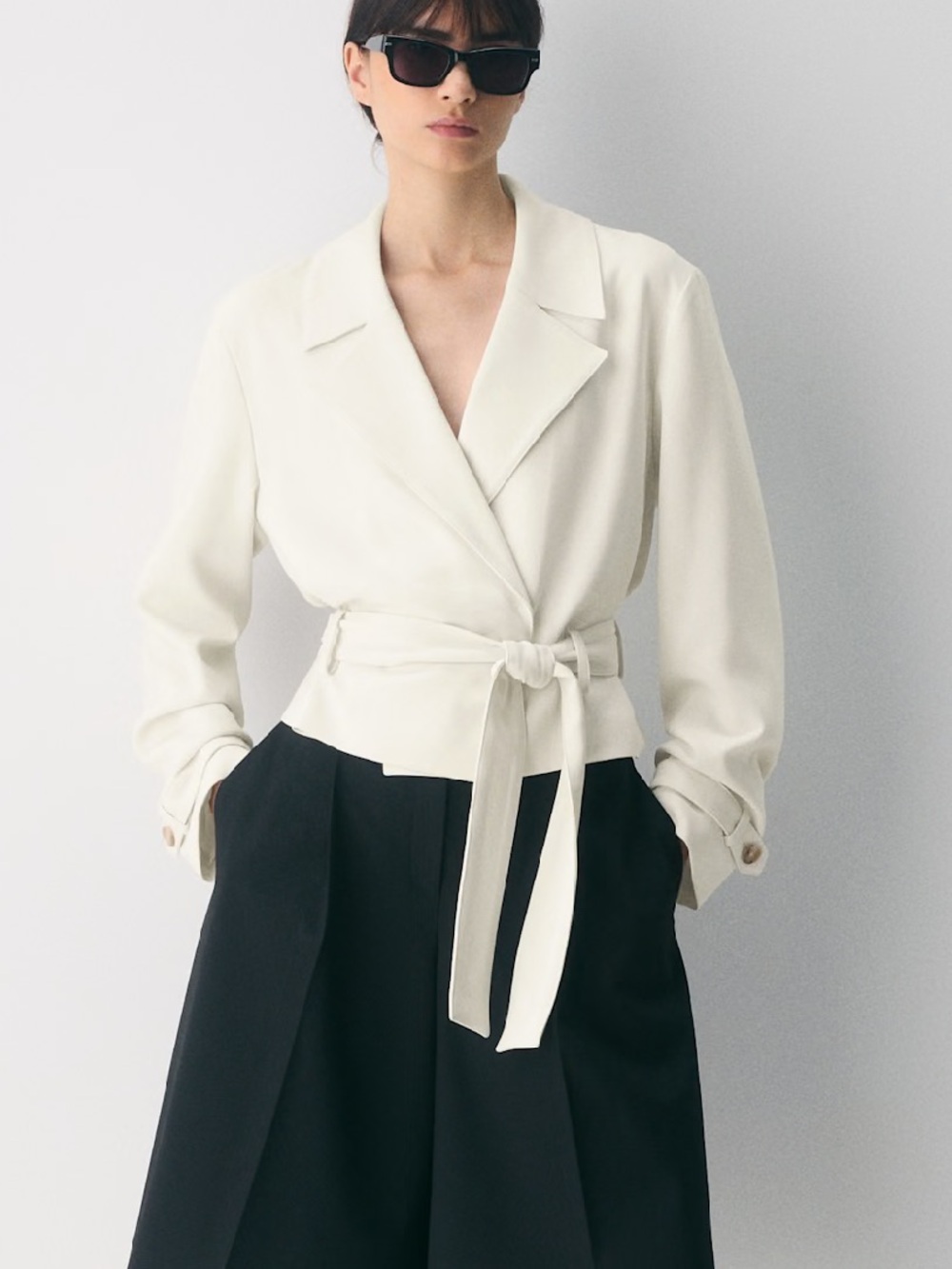 Babaton Cream Wrap Trench Coat with Belt